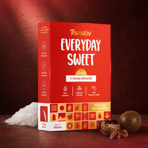 TruNativ: Everyday Sweet Gold | Allulose & Monk Fruit Sweetener Powder Loose Sugar | Zero-Calorie Sugar Substitute | 1:1 Sugar Replacer for Cooking & Baking | Keto & Diabetic Friendly | 150g (Pack of 1).