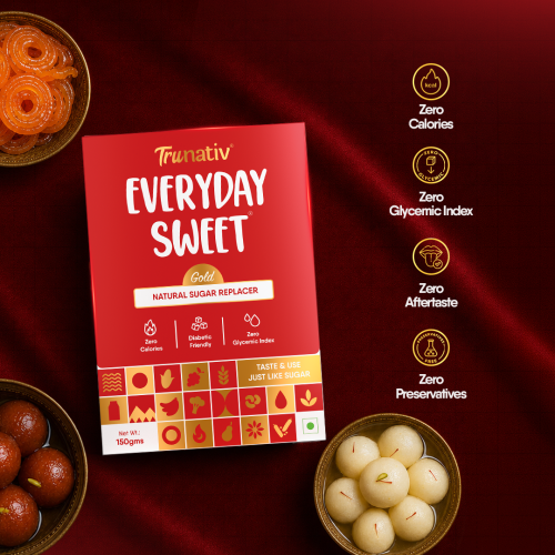 TruNativ: Everyday Sweet Gold | Allulose & Monk Fruit Sweetener Powder Loose Sugar | Zero-Calorie Sugar Substitute | 1:1 Sugar Replacer for Cooking & Baking | Keto & Diabetic Friendly | 150g (Pack of 1).
