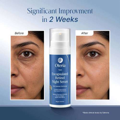 Oteria: Anti-Aging Night Serum with 0.5% |  Face Serum for Fine Lines, Wrinkles & Glowing, Youthful Skin | 30gm