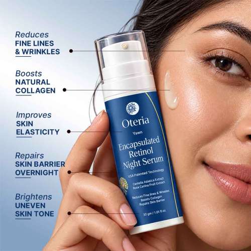 Oteria: Anti-Aging Night Serum with 0.5% |  Face Serum for Fine Lines, Wrinkles & Glowing, Youthful Skin | 30gm