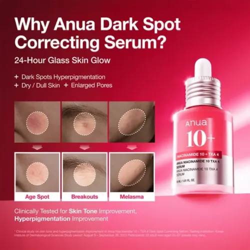 Anua: Niacinamide 10% + TXA 4% Serum | Dark Spot & Pigmentation Serum | 30ml