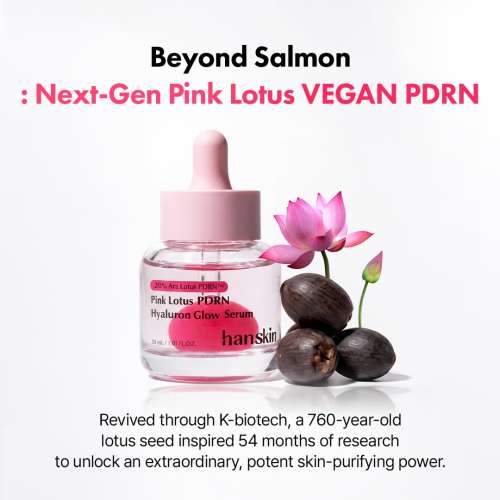 Hanskin: Pink Lotus PDRN Hyaluron Glow Serum | Face Serum for Glowing Skin | 30ml