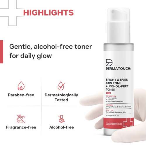 Dermatouch: Bright & Even Skin Tone Alcohol Free Toner With 3% Niacinamide  Face Toner For Dullness, Dehydration & Open Pores / Suitable For All Skin Types 150ml