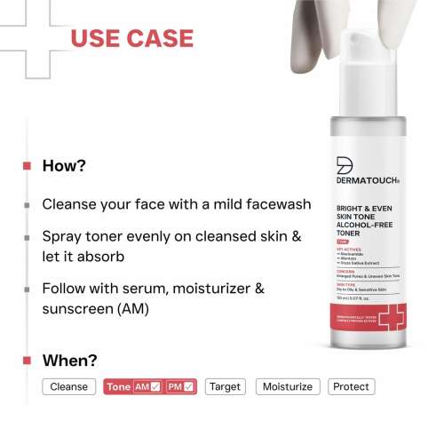 Dermatouch: Bright & Even Skin Tone Alcohol Free Toner With 3% Niacinamide  Face Toner For Dullness, Dehydration & Open Pores / Suitable For All Skin Types 150ml