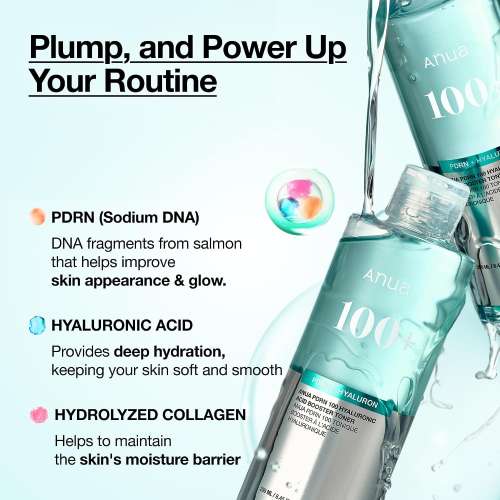 Anua: PDRN 100 Hyaluronic Acid Booster Toner | Hydrating Toner for Glowing Skin | Strengthens Skin Barrier | Boosts Elasticity | 250ml