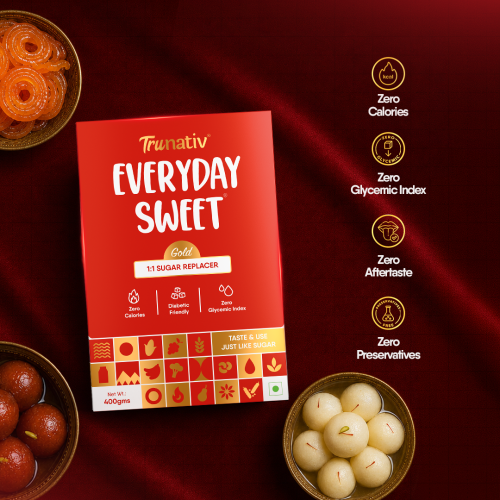 TruNativ: Everyday Sweet Gold | Allulose & Monk Fruit Sweetener Powder Loose Sugar | Zero-Calorie Sugar Substitute | 1:1 Sugar Replacer for Cooking & Baking | Keto & Diabetic Friendly | 400g (Pack of 1).