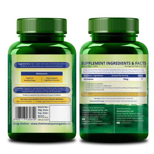 Vlado's Himalayan Organics: Melatonin 10Mg (Healthy Sleep Cycle) - 120 Tablets