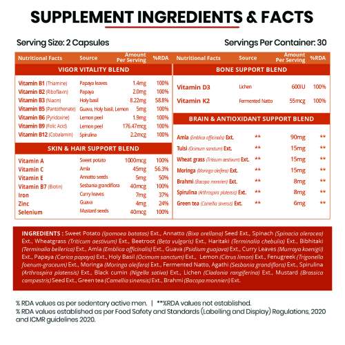 Vlado's Himalayan Organics: Plant Based Multivitamin with 60+ Extracts- 60 Vegetarian Capsules