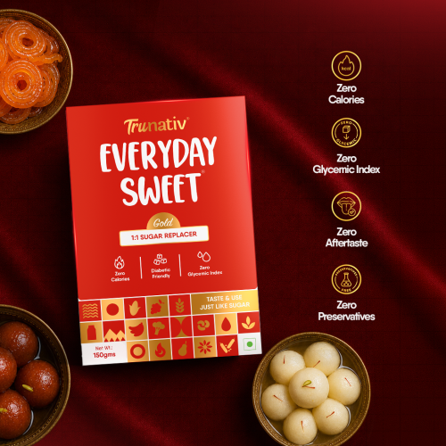 TruNativ: Everyday Sweet Gold | Allulose & Monk Fruit Sweetener Powder Loose Sugar | Zero-Calorie Sugar Substitute | 1:1 Sugar Replacer for Cooking & Baking | Keto & Diabetic Friendly | 150g (Pack of 1).