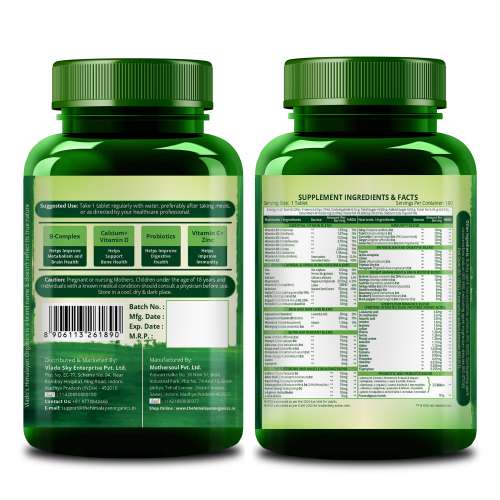 Vlado's Himalayan Organics: Multivitamin for Men & Women with Probiotics | 100+ Ingredients including Vitamins B1B12, Vitamin C, D & E | Zinc, Iron, Calcium, Biotin | 100 Nutrients, 27+ Herbal Extracts, 10+ Blends | Immunity, Energy, Stamina, Bone, Skin & Hair Support | Daily Multiv