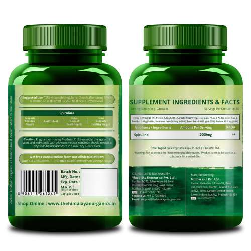 Vlado's Himalayan Organics: Spirulina - 2000mg - 120 Veg Capsules