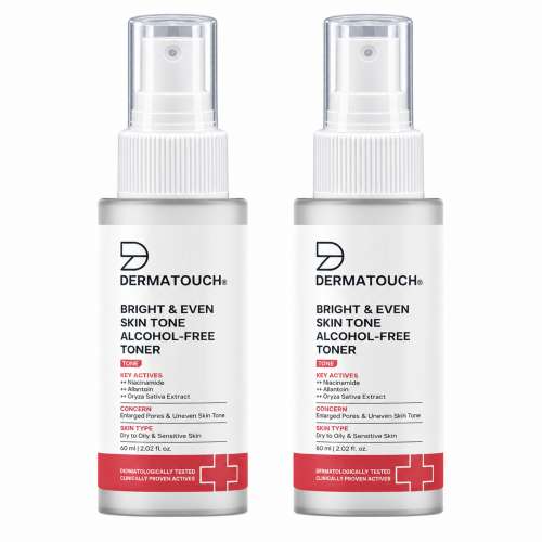 Dermatouch: BRIGHT & EVEN SKIN TONE ALCOHOL FREE TONER with 3% Niacinamide | For Dullness, Dehydration & Open Pores | Suitable For All Skin Types | 60ml