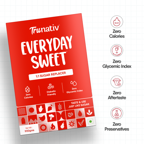 TruNativ: Everyday Sweet | Monkfruit Sweetener Powder | Zero-Calorie Sugar Substitute | 1:1 Sugar Replacer for Cooking & Baking | Diabetic & Keto Friendly | 900gm (Pack of 1)
