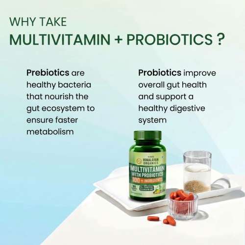 Vlado's Himalayan Organics: Multivitamin for Men & Women with Probiotics | 100+ Ingredients including Vitamins B1B12, Vitamin C, D & E | Zinc, Iron, Calcium, Biotin | 100 Nutrients, 27+ Herbal Extracts, 10+ Blends | Immunity, Energy, Stamina, Bone, Skin & Hair Support | Daily Multiv