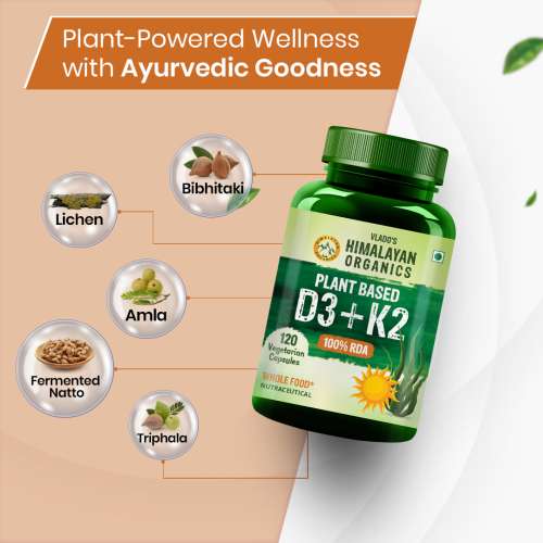Vlado's Himalayan Organics: Plant Based D3 + K2 - 120 Veg Capsules