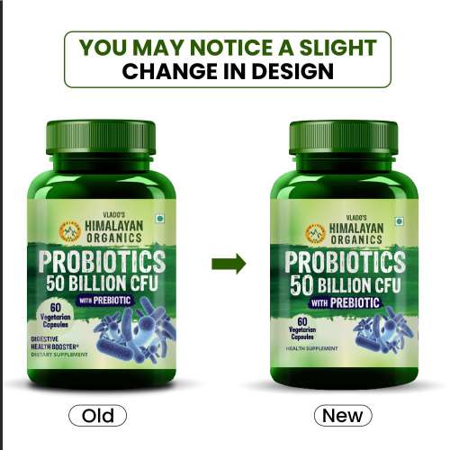 Vlado's Himalayan Organics: Probiotics Supplement 50 Billion CFU with Prebiotics 150mg for Digestion, Gut Health & Immunity - 60 Veg Capsules