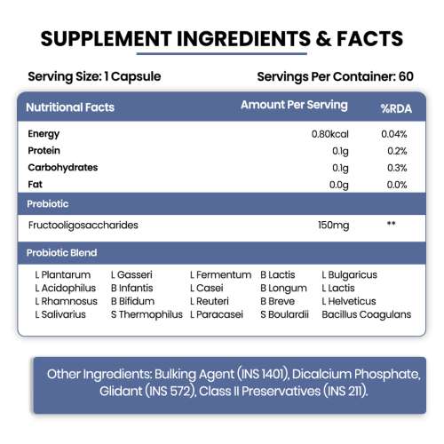 Vlado's Himalayan Organics: Probiotics Supplement 50 Billion CFU with Prebiotics 150mg for Digestion, Gut Health & Immunity - 60 Veg Capsules