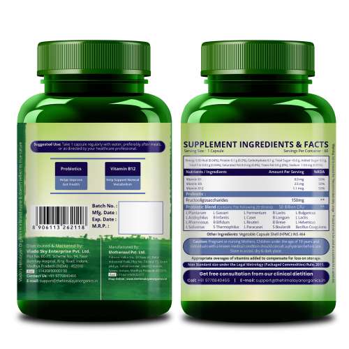 Vlado's Himalayan Organics: Probiotics Supplement 50 Billion CFU with Prebiotics 150mg for Digestion, Gut Health & Immunity - 60 Veg Capsules