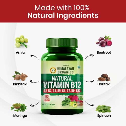 Vlado's Himalayan Organics: Plant Based Vitamin B12 Natural- 60 Veg Capsules