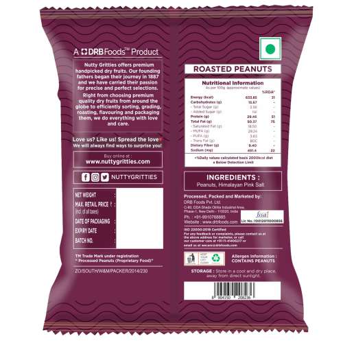 Nutty Gritties: Roasted Salted Peanuts with Himalayan Pink Salt- (Pack of 10 - 40g each ) - 400g