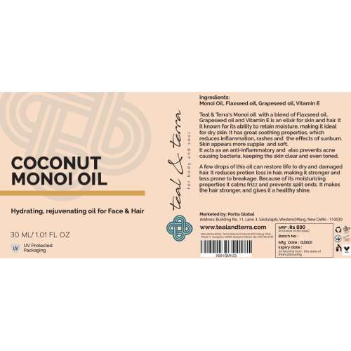 Teal and Terra: Coconut Monoi Oil - 30ml