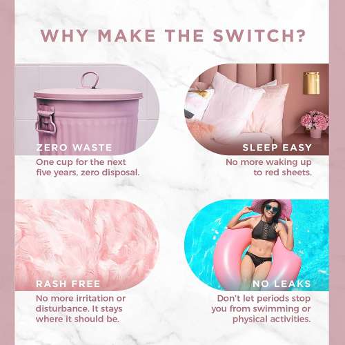 Pee Safe: Reusable Menstrual Cup with Medical Grade Silcone for Women - Large