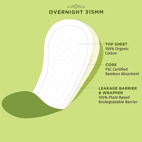 Pee Safe: 100% Organic Cotton, Biodegradable Sanitary Pads - Overnight (Pack of 10)