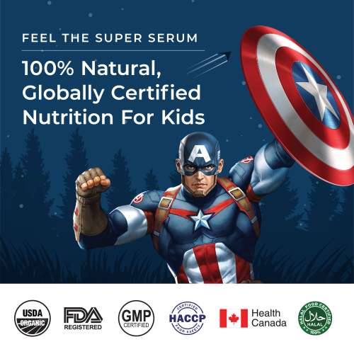 Wellbeing Nutrition: Captain America Melts | Kids Organic Multivitamin with Vitamin A, B-Complex, C, D and Iron - Mixed Berry Flavor (30 Oral Thin Strips)