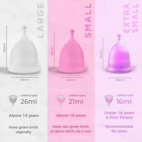 Pee Safe: Reusable Menstrual Cup with Medical Grade Silcone for Women - Extra Small