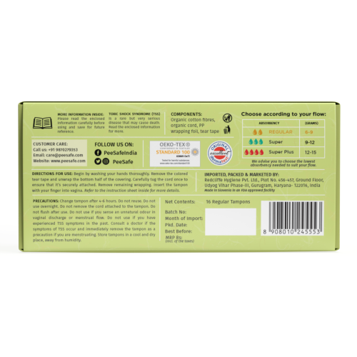 Pee Safe: Organic Cotton Tampon (Regular, 16N)