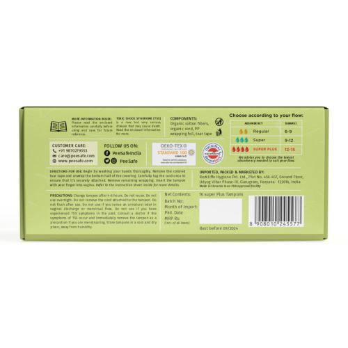 Pee Safe: Organic Cotton Tampon (Super plus, 16N)