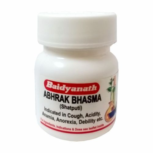 Baidyanath: Abhrak Bhasma (Shatputi) -Ayurvedic Formulation for Cough, Acidity, Anemia, Anorexia, Debility- 2.5 g