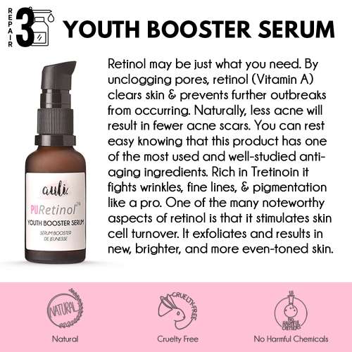 AULI: PURetinol Damage Repair Acne Reducing Skin Brightening Retinol Serum - 30ml