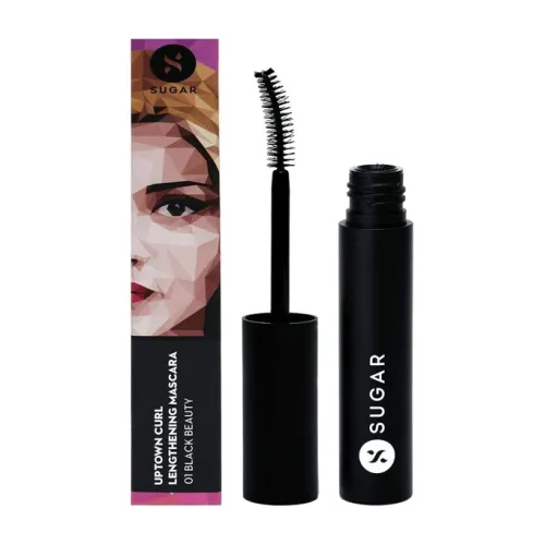 Sugar Cosmetics : Uptown Curl - Lengthening Mascara - 01 Black Beauty (Black Mascara) - 5gm