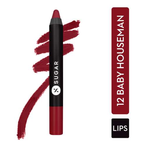 Sugar Cosmetics : Matte As Hell - Crayon Lipstick -12 Baby Houseman (Deep Pink) - 2.8gm