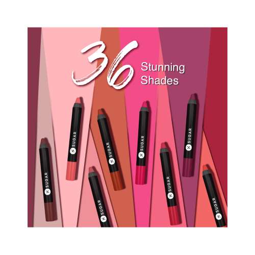 Sugar Cosmetics : Matte As Hell - Crayon Lipstick -12 Baby Houseman (Deep Pink) - 2.8gm
