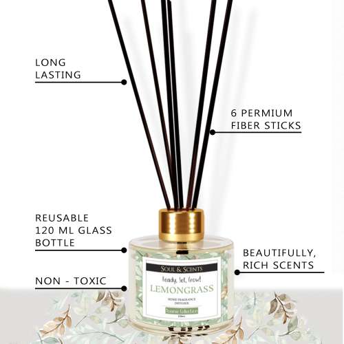 Soul & Scents: Lemongrass Reed Diffuser 120ml