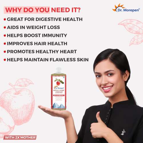 Dr. Morepen: Apple Cider Vinegar With 2x Mother Raw & Unfiltered - Buy 1 Get 1 Free Vinegar - (2 x 0.5 L)