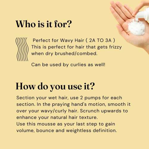 Fix My Curls : Weightless Whip Volumizing Mousse for Wavy and Curly Hair - 100ml
