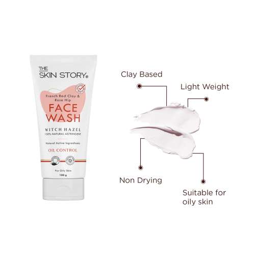The Skin Story: French Red Clay & Rose Hip Facewash (Oil & Pollution Control) - 100 gm
