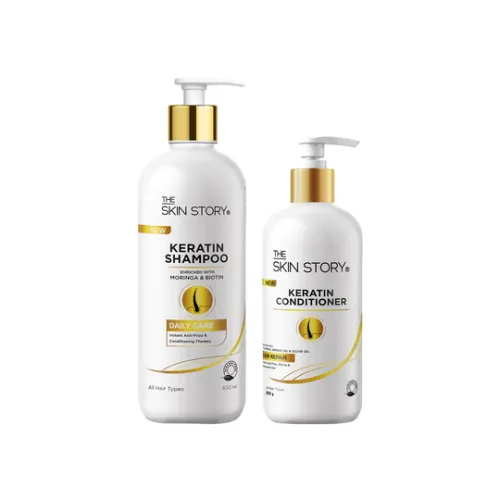 The Skin Story: Daily Hair Care Duo Value Pack (Keratin Shampoo - Daily Care - 450ml + Keratin Conditioner - Daily Care - 250gm)