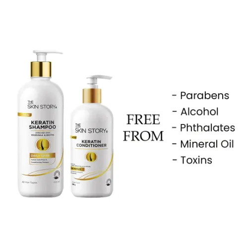 The Skin Story: Daily Hair Care Duo Value Pack (Keratin Shampoo - Daily Care - 450ml + Keratin Conditioner - Daily Care - 250gm)