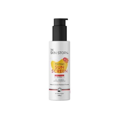 The Skin Story: Moringa Sunscreen - UVA & UVB Broad Spectrum Protection - Non Sticky - SPF 50+ - 100 gm