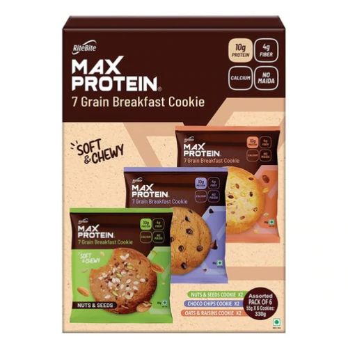 RiteBite Max Protein: Cookies Assorted [Pack of 6 ] - 330gm