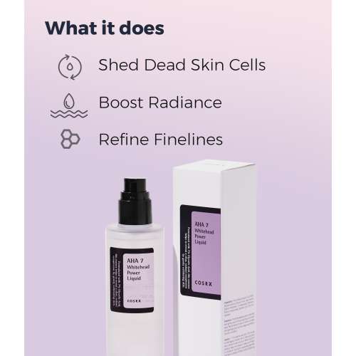 COSRX: AHA 7 Whitehead Power Liquid Exfoliant Essence | Deep Hydration | Glass Skin | Exfoliation | Pore Care | Smooth Skin | 100ml