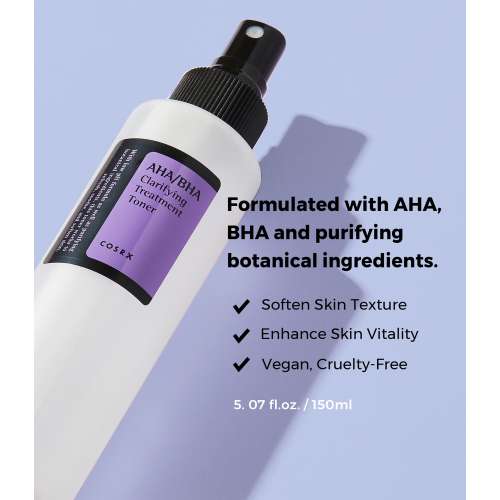 COSRX: AHA/BHA Clarifying Treatment  Toner | Hydrating Toner | Korean Skincare | Skin Prep | Exfoliation | Pore Care | Smooth Skin | 150ml