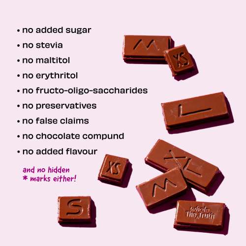 The Whole Truth: Dark Chocolate - Hazelnut (Pack of 3) - No Added Sugar - Sweetened Only with dates - 47% Cocoa - 38% Dates - 15% Hazelnuts