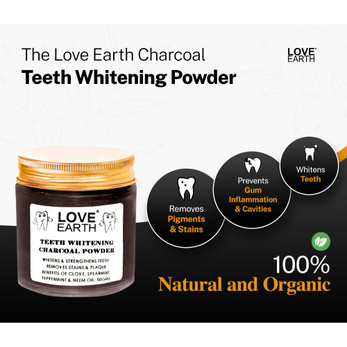 Love Earth: Charcoal Teeth Whitening Powder - 50gm