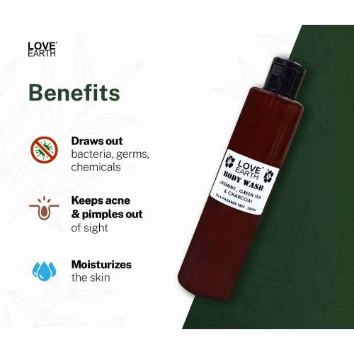 Love Earth: Body Wash Jasmine Green Tea  And Charcoal - 220ml