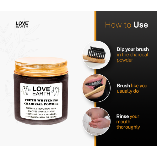 Love Earth: Charcoal Teeth Whitening Powder - 50gm